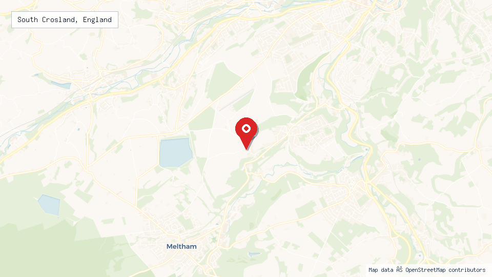 Street map of South Crosland, England with location pin