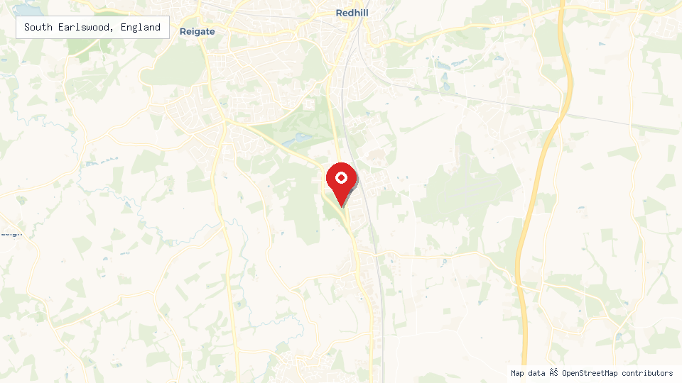Street map of South Earlswood, England with location pin