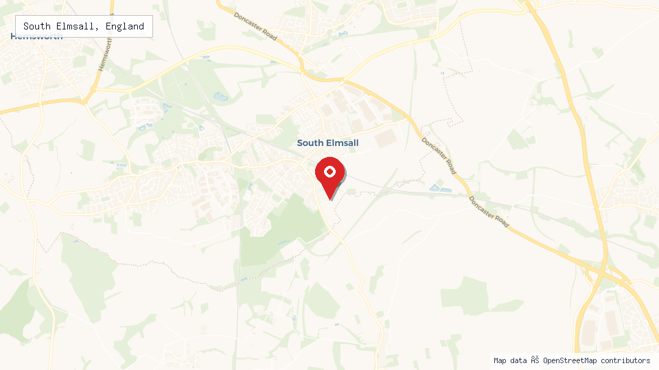 Street map of South Elmsall, England with location pin