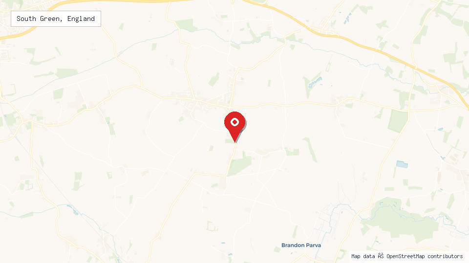 Street map of South Green, England with location pin