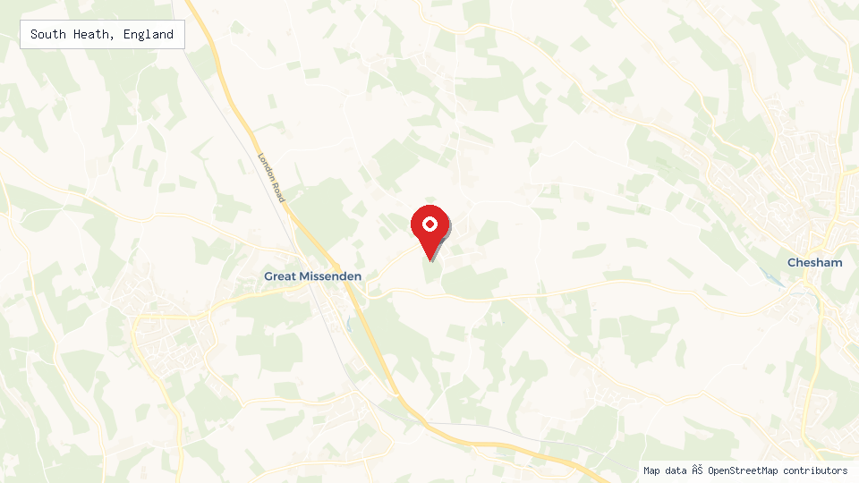 Street map of South Heath, England with location pin