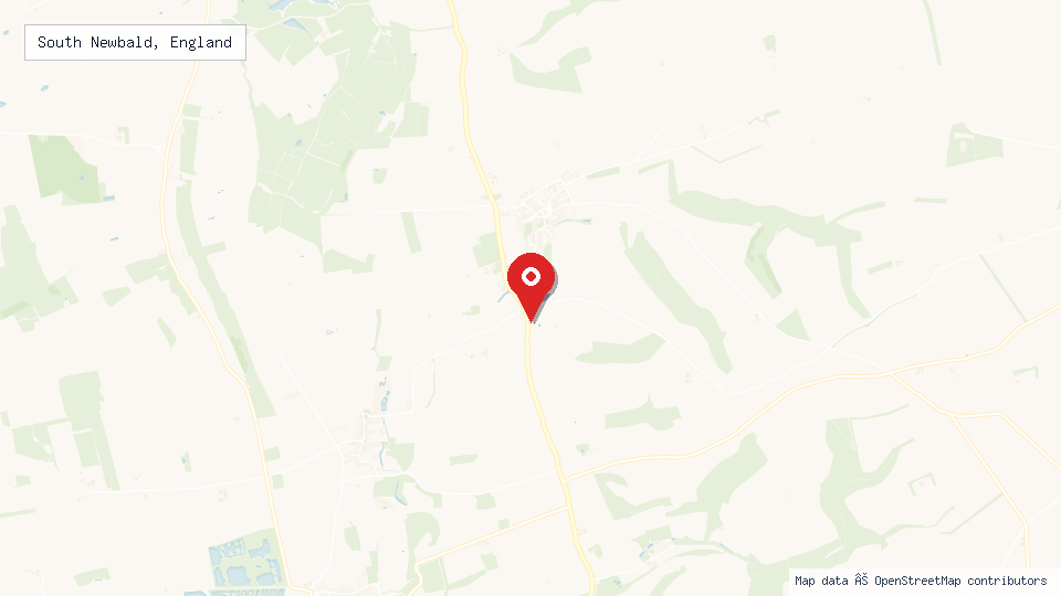 Street map of South Newbald, England with location pin
