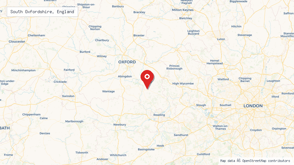 Street map of South Oxfordshire, England with location pin