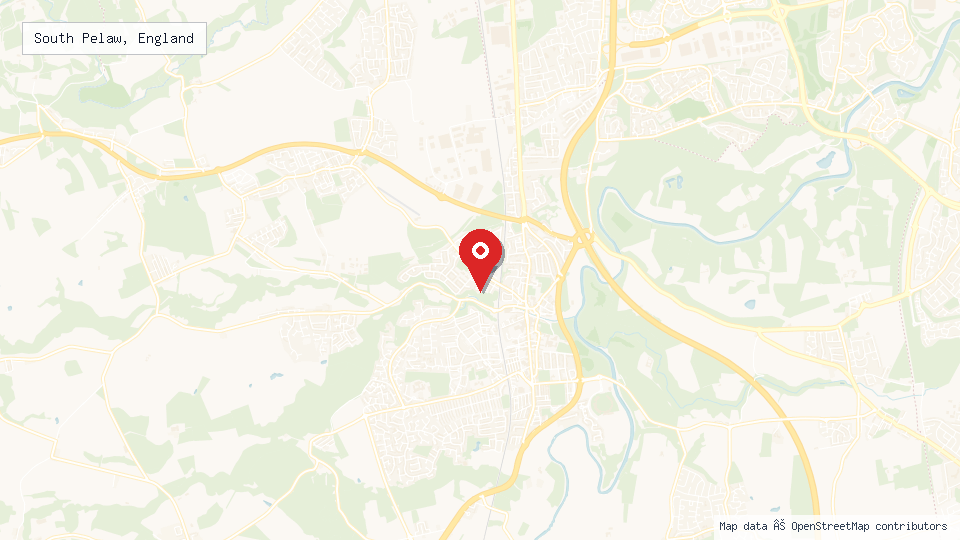 Street map of South Pelaw, England with location pin