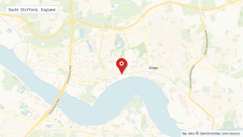 Street map of South Stifford, England with location pin