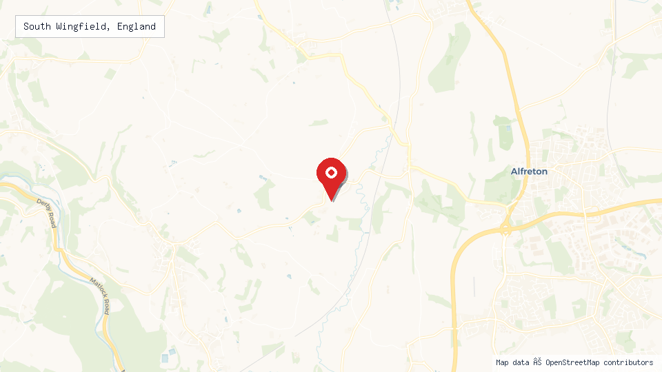 Street map of South Wingfield, England with location pin