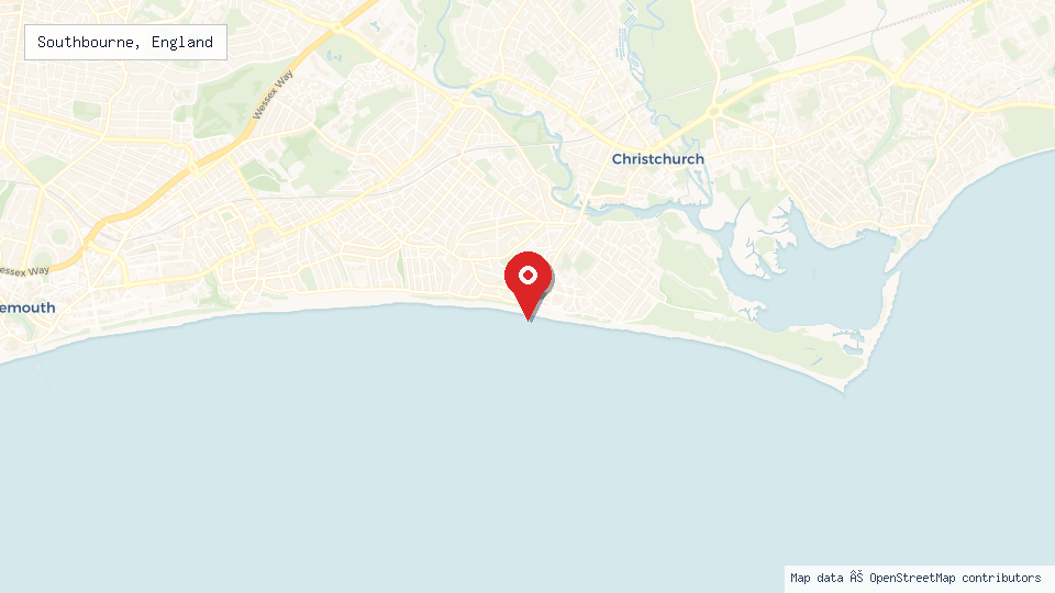 Street map of Southbourne, England with location pin