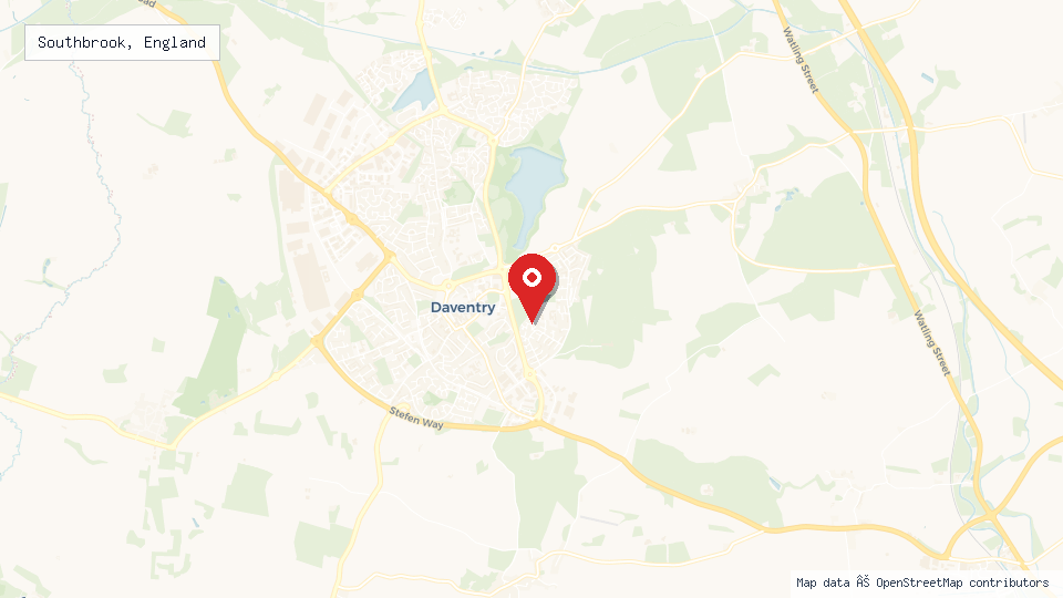 Street map of Southbrook, England with location pin
