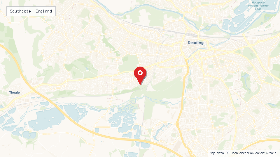 Street map of Southcote, England with location pin