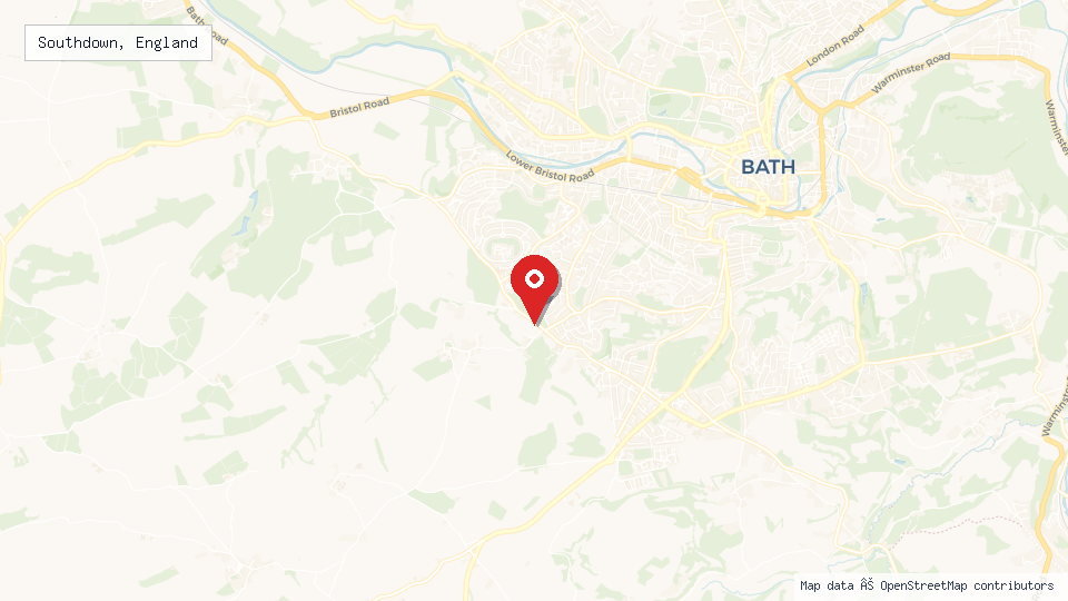 Street map of Southdown, England with location pin