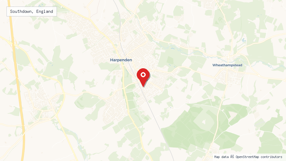 Street map of Southdown, England with location pin