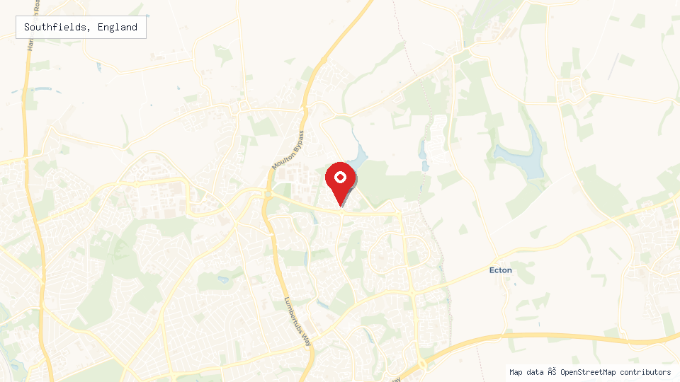 Street map of Southfields, England with location pin