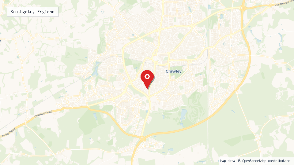 Street map of Southgate, England with location pin
