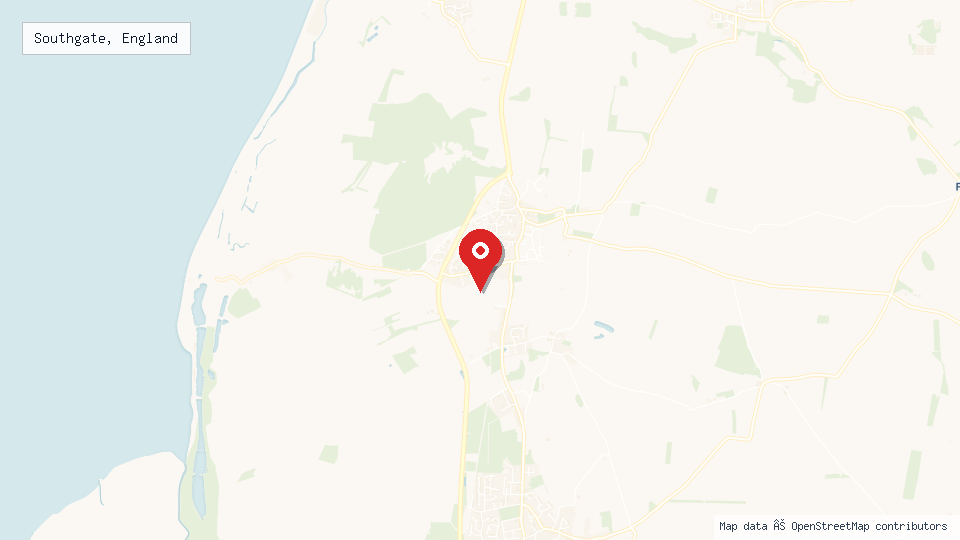 Street map of Southgate, England with location pin