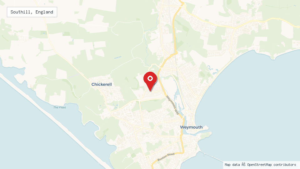 Street map of Southill, England with location pin