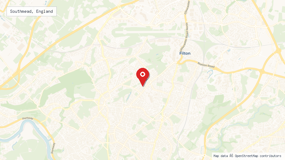 Street map of Southmead, England with location pin