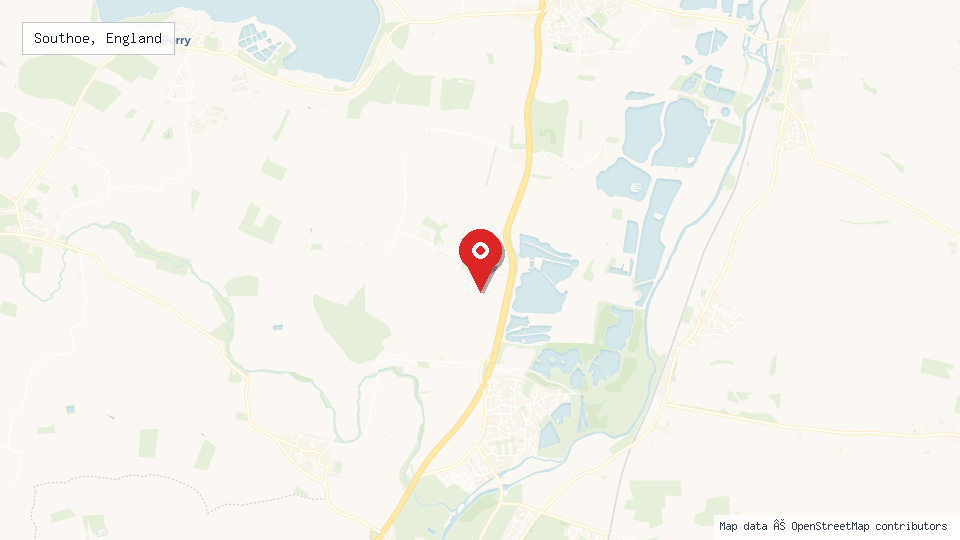 Street map of Southoe, England with location pin
