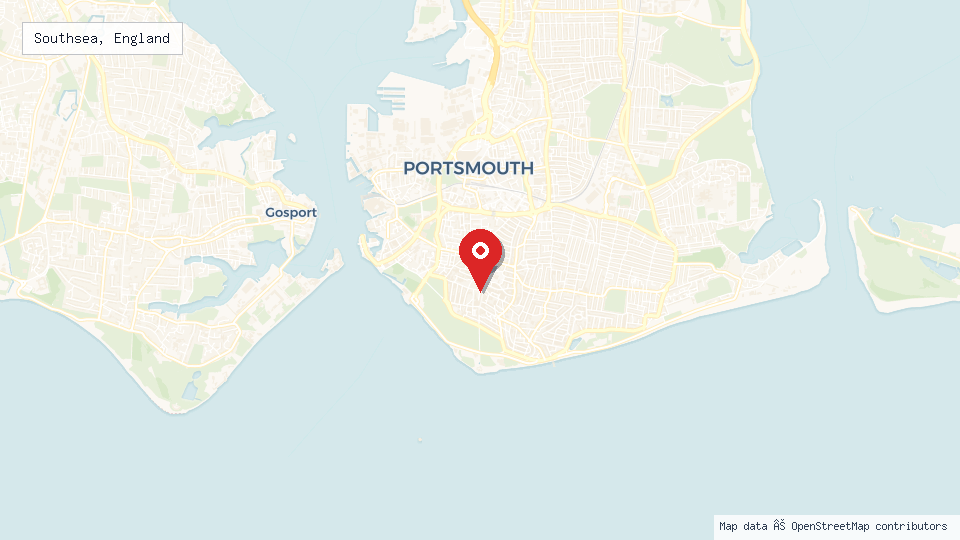Street map of Southsea, England with location pin