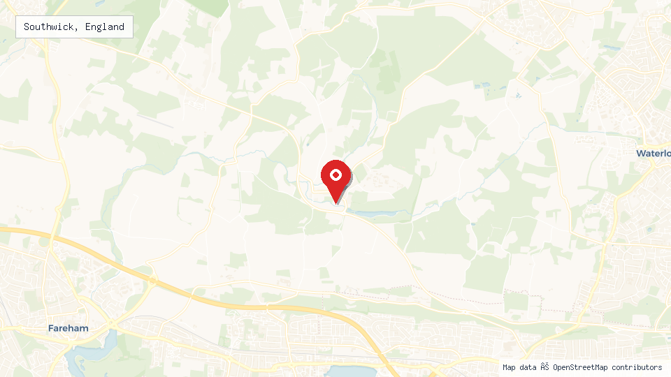 Street map of Southwick, England with location pin