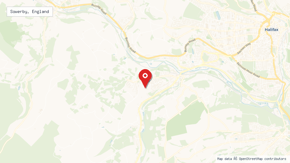 Street map of Sowerby, England with location pin