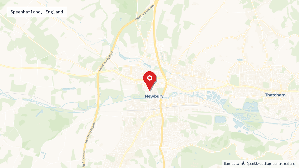Street map of Speenhamland, England with location pin