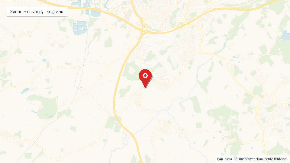 Street map of Spencers Wood, England with location pin