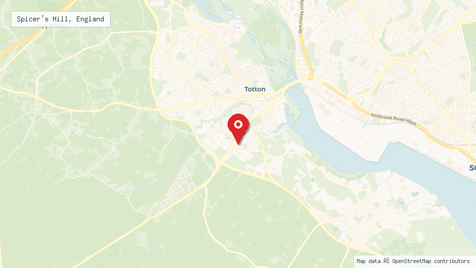 Street map of Spicer's Hill, England with location pin