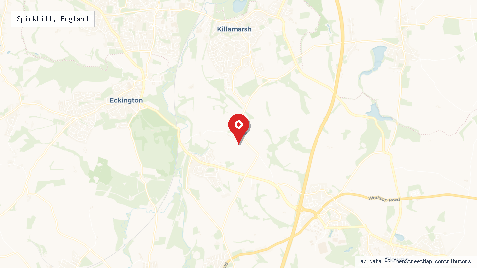 Street map of Spinkhill, England with location pin