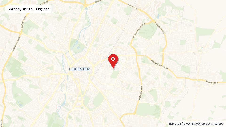 Street map of Spinney Hills, England with location pin