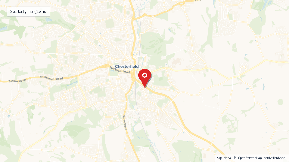 Street map of Spital, England with location pin