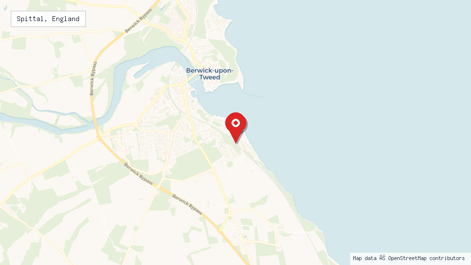 Street map of Spittal, England with location pin