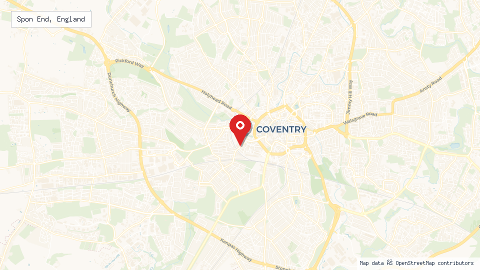Street map of Spon End, England with location pin