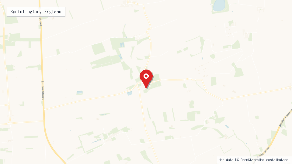 Street map of Spridlington, England with location pin