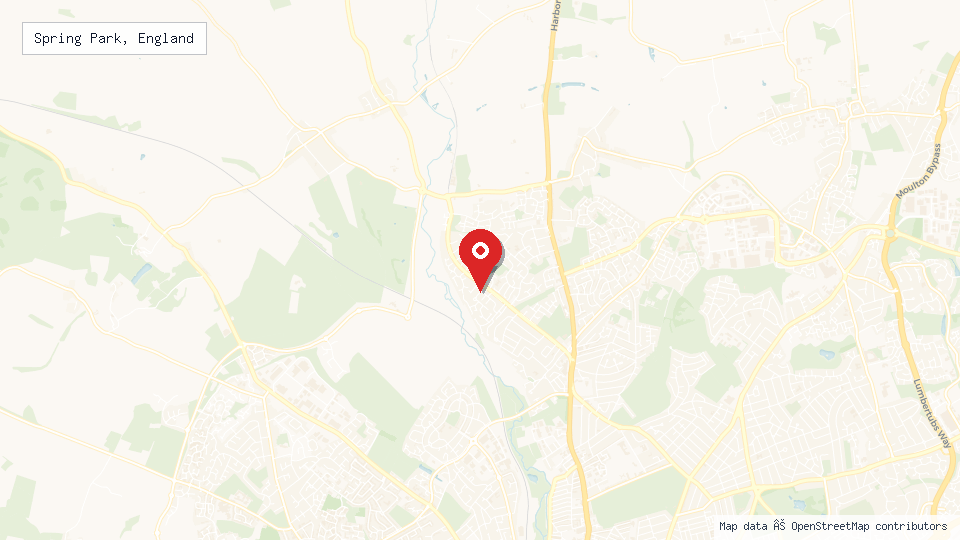 Street map of Spring Park, England with location pin