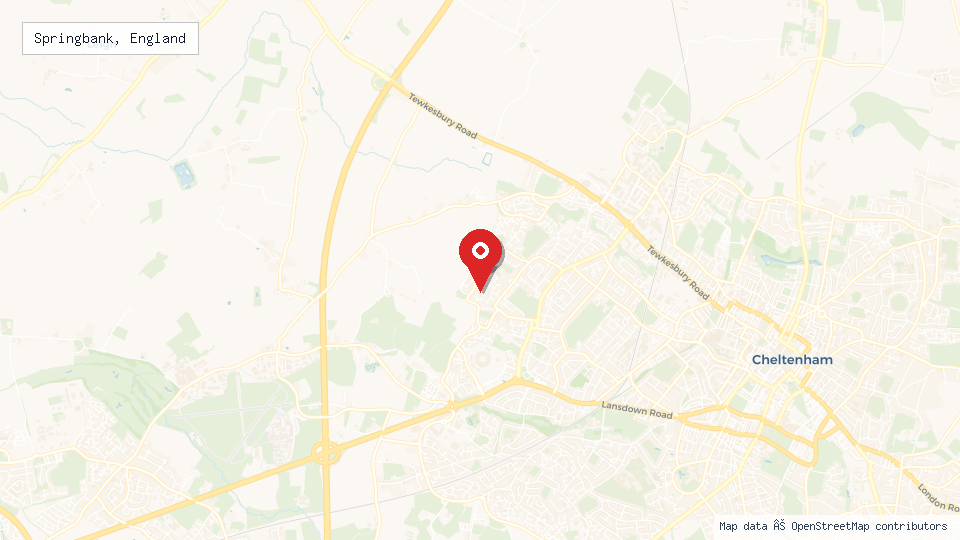 Street map of Springbank, England with location pin