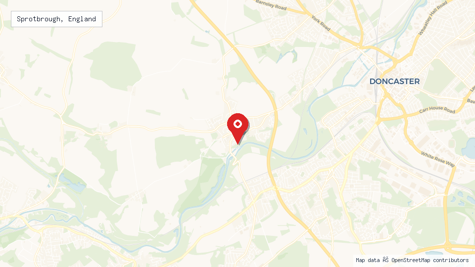 Street map of Sprotbrough, England with location pin