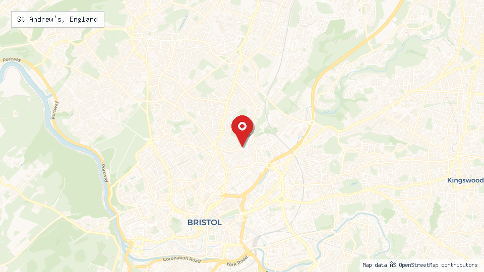 Street map of St Andrew's, England with location pin