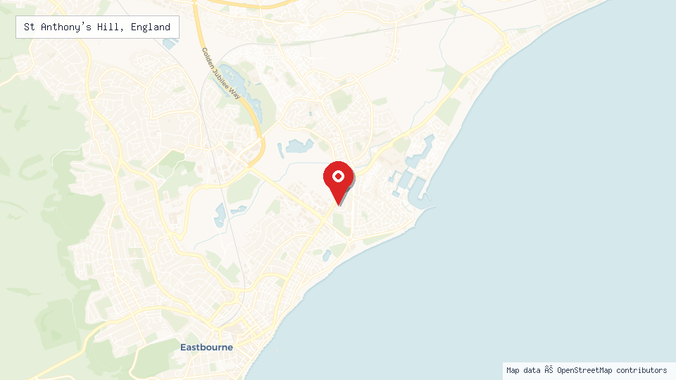 Street map of St Anthony's Hill, England with location pin