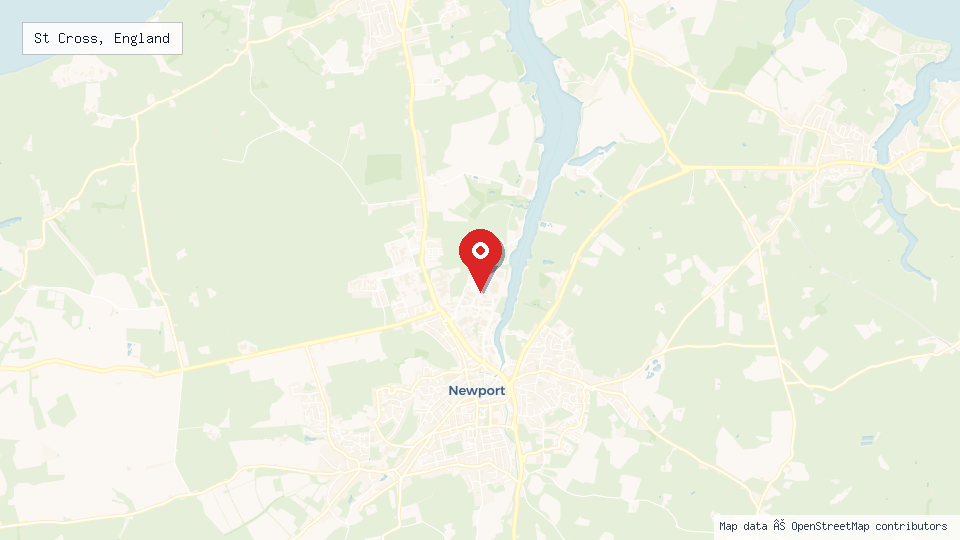 Street map of St Cross, England with location pin