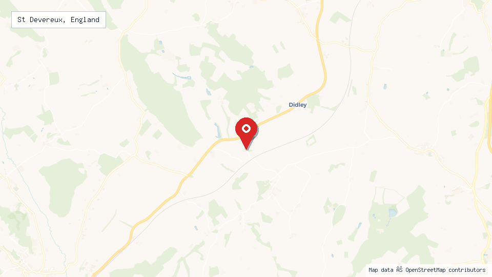 Street map of St Devereux, England with location pin