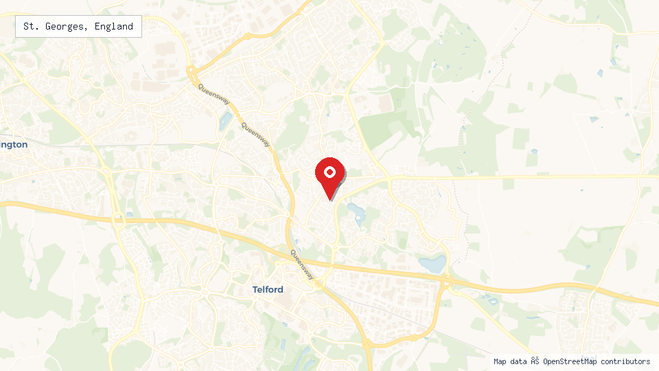 Street map of St. Georges, England with location pin
