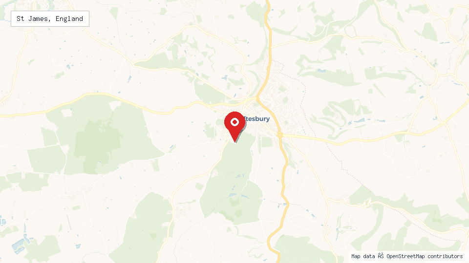 Street map of St James, England with location pin