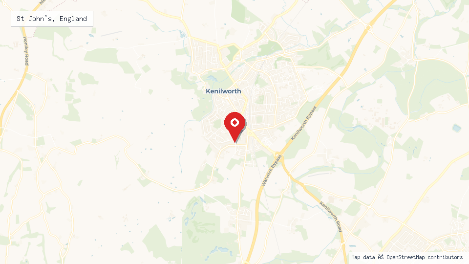 Street map of St John's, England with location pin