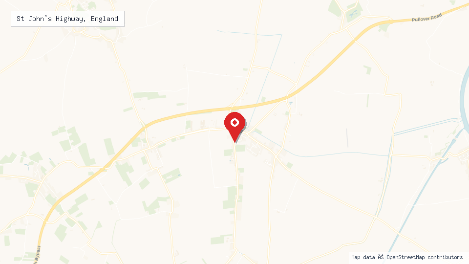 Street map of St John's Highway, England with location pin