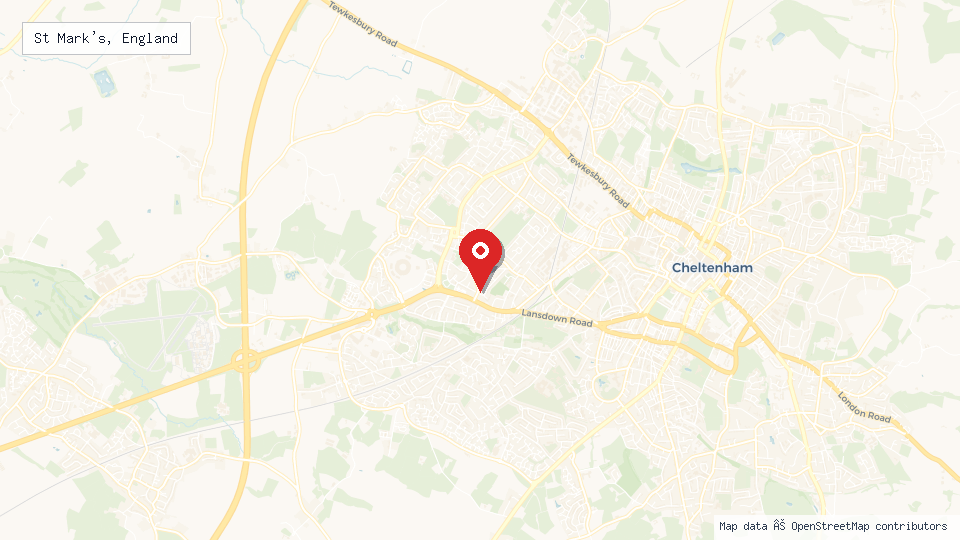 Street map of St Mark's, England with location pin