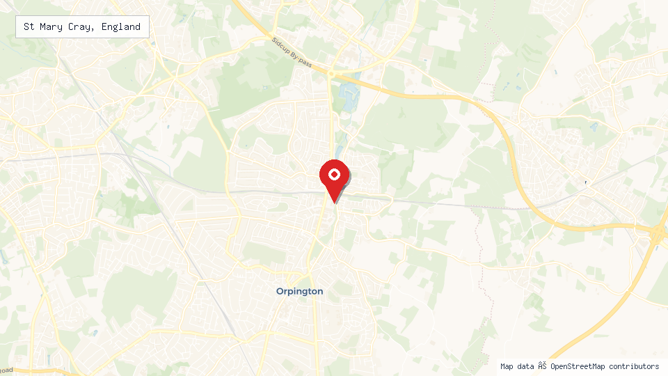Street map of St Mary Cray, England with location pin