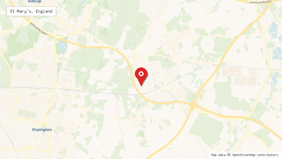 Street map of St Mary's, England with location pin