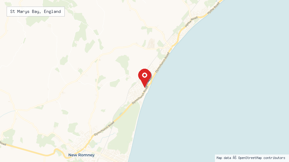 Street map of St Marys Bay, England with location pin
