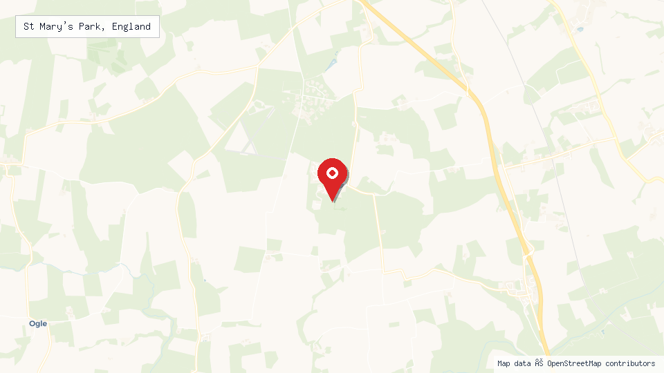 Street map of St Mary's Park, England with location pin