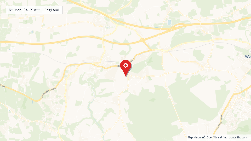 Street map of St Mary's Platt, England with location pin